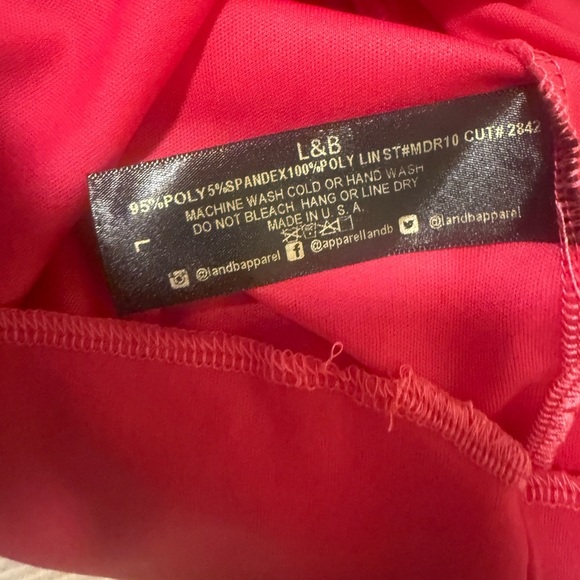 Hot Pink Textured Swiss Dot Ruffle Hem Slip Dress by Lucky & Blessed - Picture 6 of 7